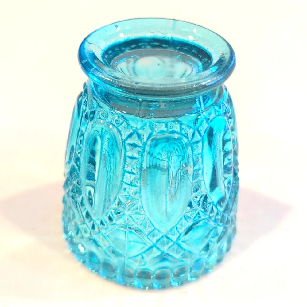 2 Pieces Vintage Blue Mid Century Glass.